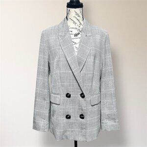 Sanctuary Gray Plaid Double Breasted Blazer Tailored Work Office Jacket Small